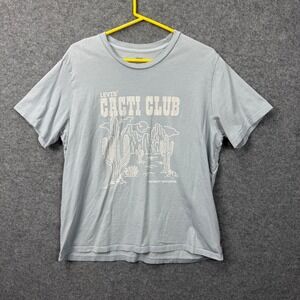 Levis Mens XL Cacti Club Desert Division Graphic T-Shirt Light Blue Cotton Tee